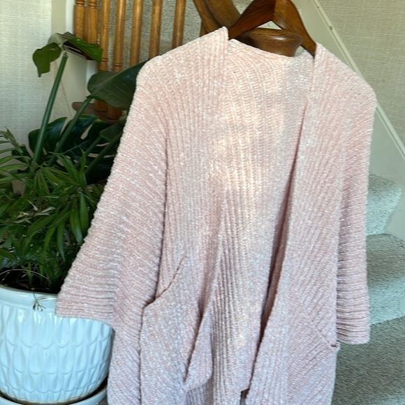 Earthbound Trading Co Pink Chenille Kimono Poncho Cocoon - Picture 2 of 8
